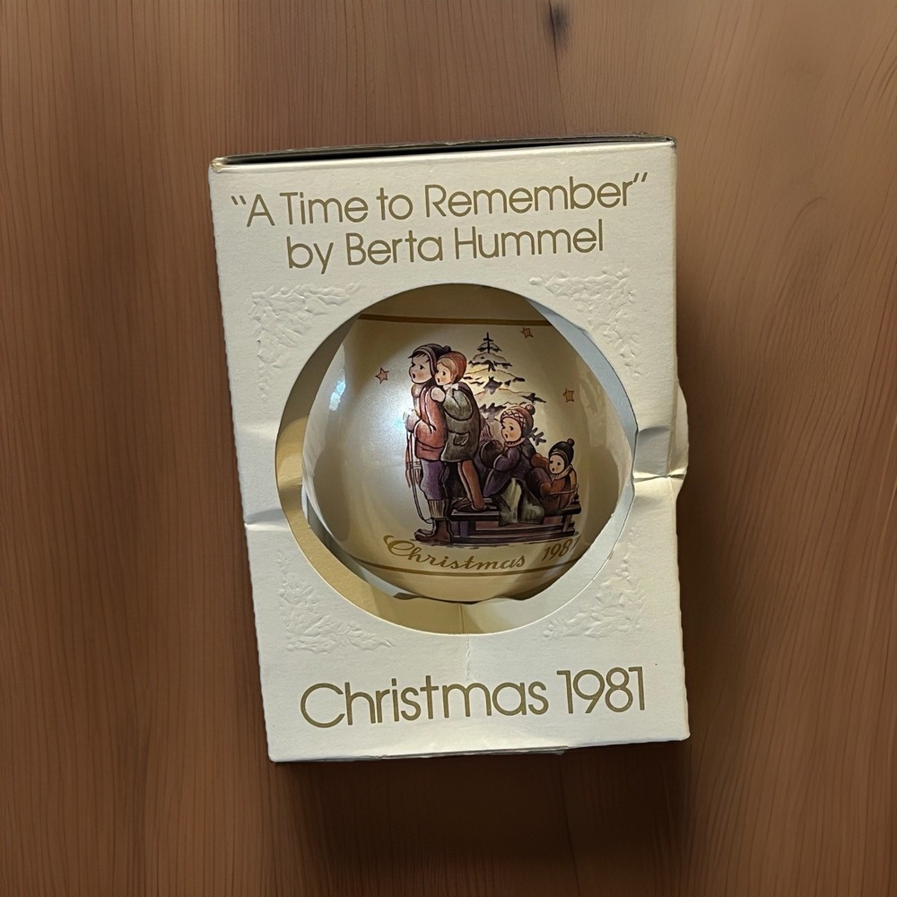 1981 Glass Ornament A Time To Remember by Berta Hummel Christmas 3" Diameter Vtg